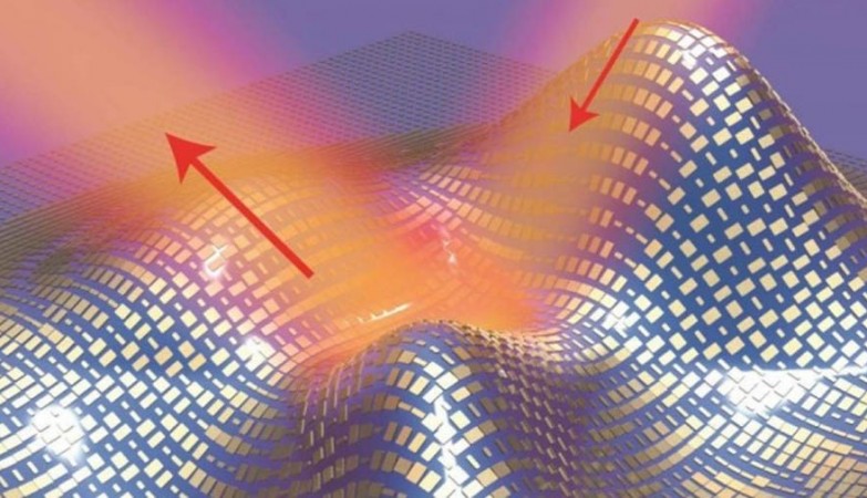 Ilustração 3D do "manto da invisibilidade" que é feito de uma camada ultra-fina de nano antenas