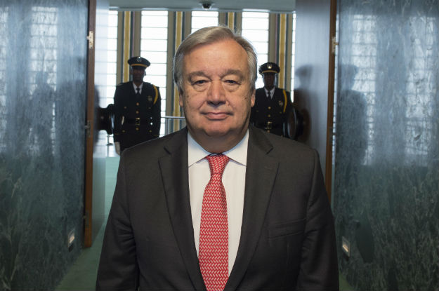 António Guterres em sua chegada à Assembleia Geral da ONU.