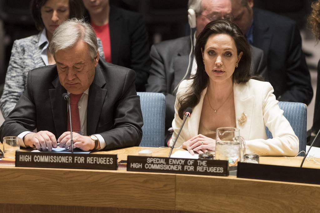 António Guterres foi Alto Comissário das Nações Unidas para os Refugiados. A seu lado, Angelina Jolie, sua Enviada Especial para os Refugiados