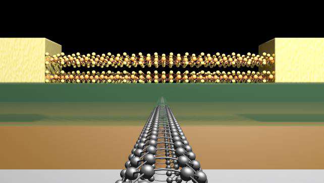 Transístor MoS2 com nanotubo de carbono de 1-nanometro