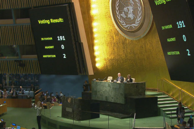Sessão na Assembleia Geral para votação na resolução que pede o fim do embargo a Cuba 