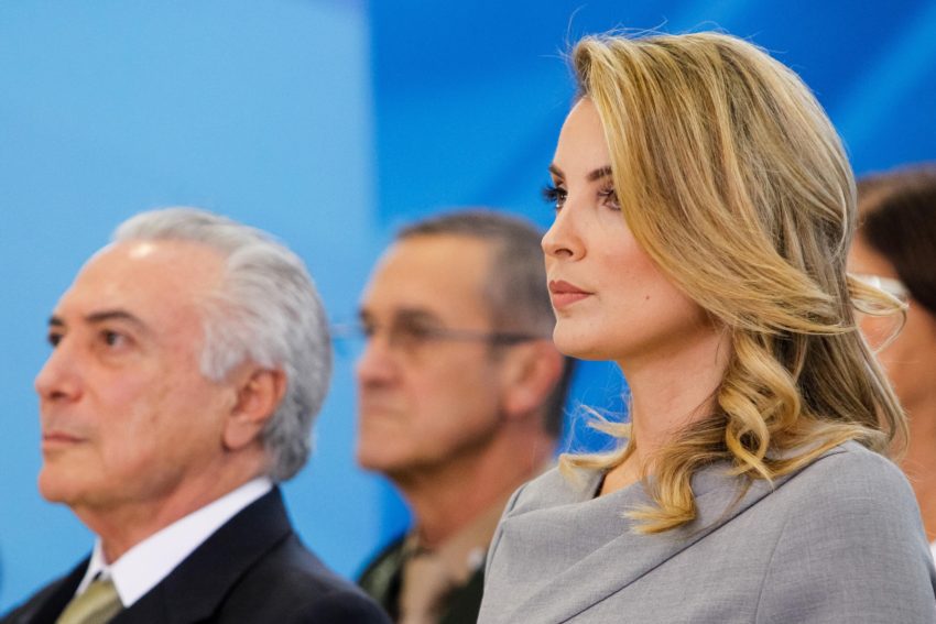 O presidente do Brasil, Michel Temer, e a mulher, a jurista Marcela Temer
