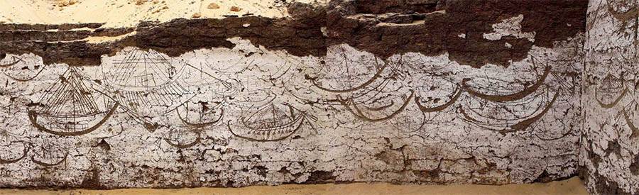 Mural de barcos egípcios com 3.800 anos