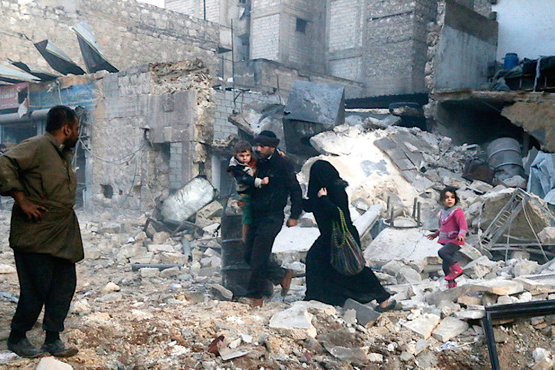 Bombardeamento em Aleppo, na Síria