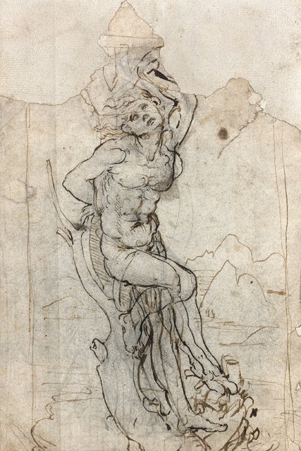 O desenho do Martírio de São Sebastião, atribuído a Leonardo Da Vinci