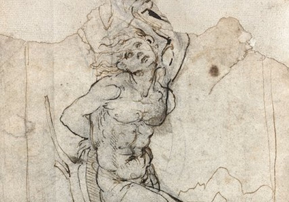 O desenho do Martírio de São Sebastião, atribuído a Leonardo Da Vinci