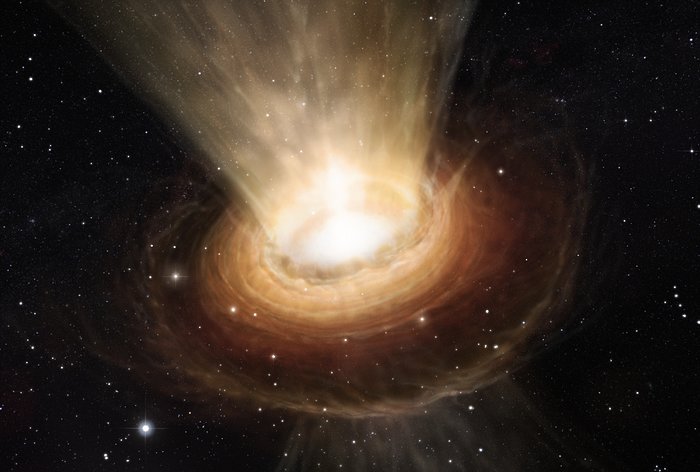 Impressão de artista das imediações de um buraco negro supermassivo