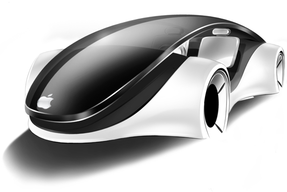 Conceito artístico de um iCar, o automóvel da Apple, conforme imaginado pelo designer industrial italiano Franco Grassi