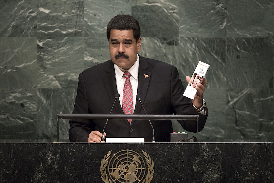 O presidente da Venezuela, Nicolás maduro, discursa na Assembleia Geral das Nações Unidas