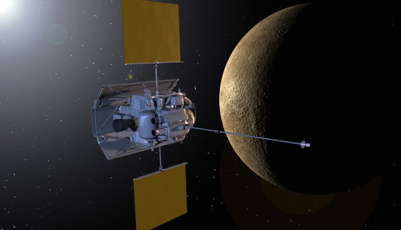 A sonda Messenger em órbita de Mercúrio