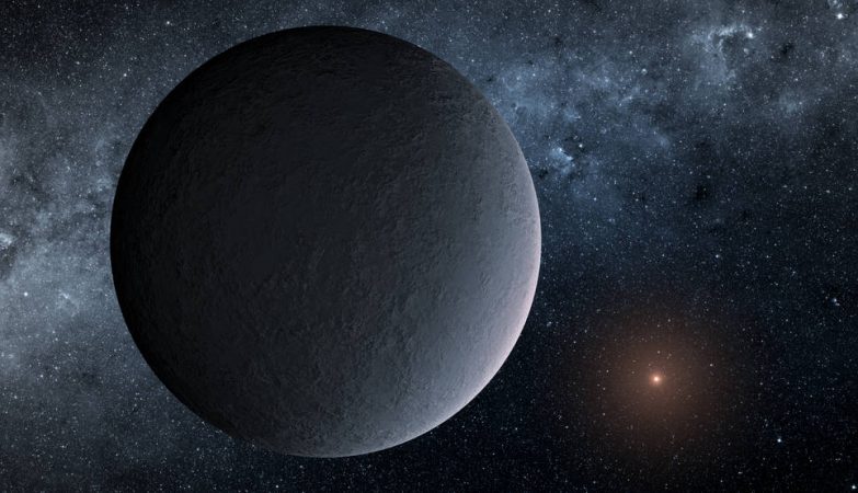 Impressão artística do OGLE-2016-BLG-1195Lb, planeta descoberto através de uma técnica chamada microlente gravitacional