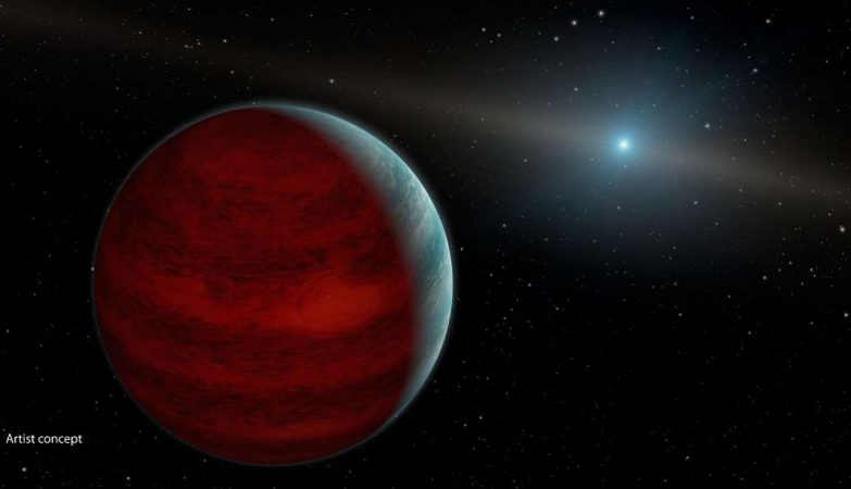 Impressão artística de um exoplaneta longe da sua estrela