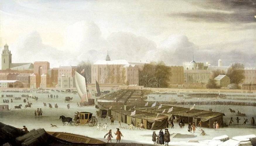 'A Pequena Era do Gelo' ilustração do século 17 mostra o rio Tâmisa